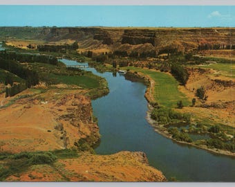 Vintage Postcard, Aerial View of Snake River Canyon, Blue Lakes, near Twin Falls Idaho, c1960s unposted