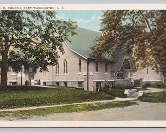 Vintage Postcard, Methodist Episcopal Church, Port Washington Long Island New York, 1920s White Border Postcard, unposted