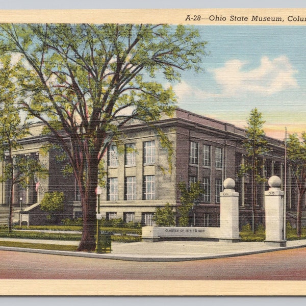 Vintage Postcard, Ohio State Museum, Ohio State University. OSU, Columbus Ohio, c1940s unposted