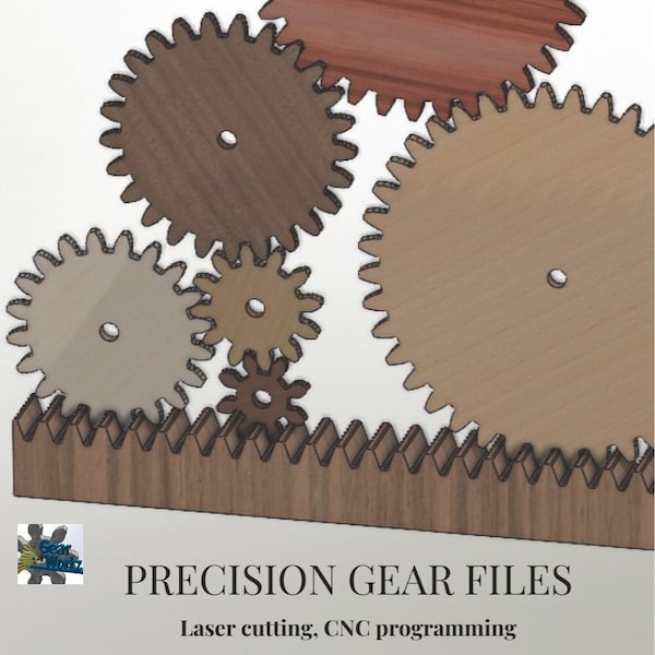 PRECISION GEARS, industrietaugliche Zahnräder, 10DP Laserschnittdateien, CNC-Fräserdateien. Echte Evolvente mit sehr akkuraten Zahnradformen. dxf, svg, ai, pdf.