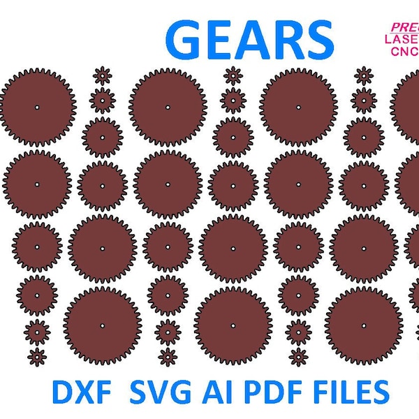 PRECISION GEARS, industrial grade gears, 10DP  laser cut files, CNC router files. True involute, scalable gear forms. dxf, svg, ai,pdf.