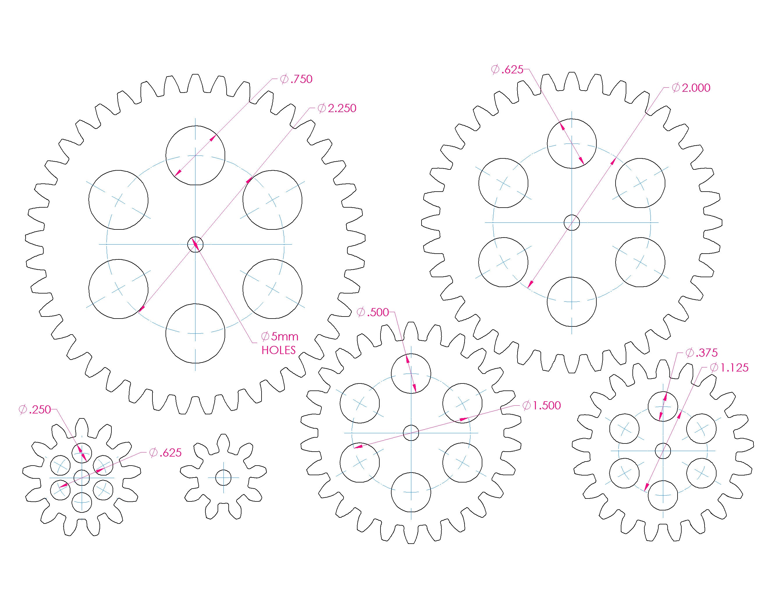 PRECISION GEARS, Industrial Grade Gears, 10DP Laser Cut Files, CNC