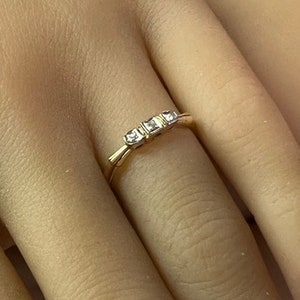 c. 1950 Vintage 14k Gold Diamond Mid-Century Band / Ring Plus a Free Gift of c. 1960 Sterling Silver Locket and Chain