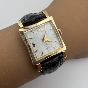 c. 1955 14k Gold, Fine, Collectible and Original Mid-Century Bulova Dress Watch. Included is a Free 400 Dollar Service & Restoration