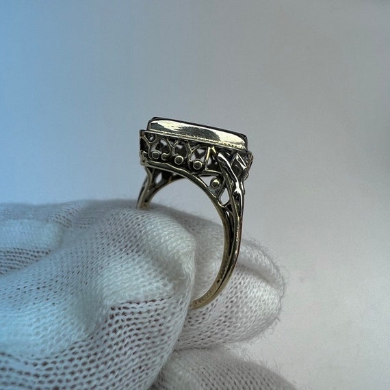 c. 1925 10k Diamond and Onyx Art Deco Ring ** 36%… - image 6