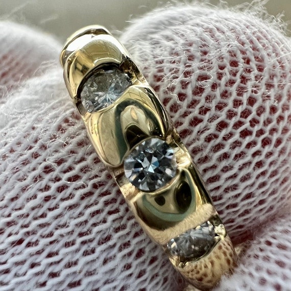 c. 1990 14k Gold Diamond Stack Rings, 2/3 Carats … - image 2