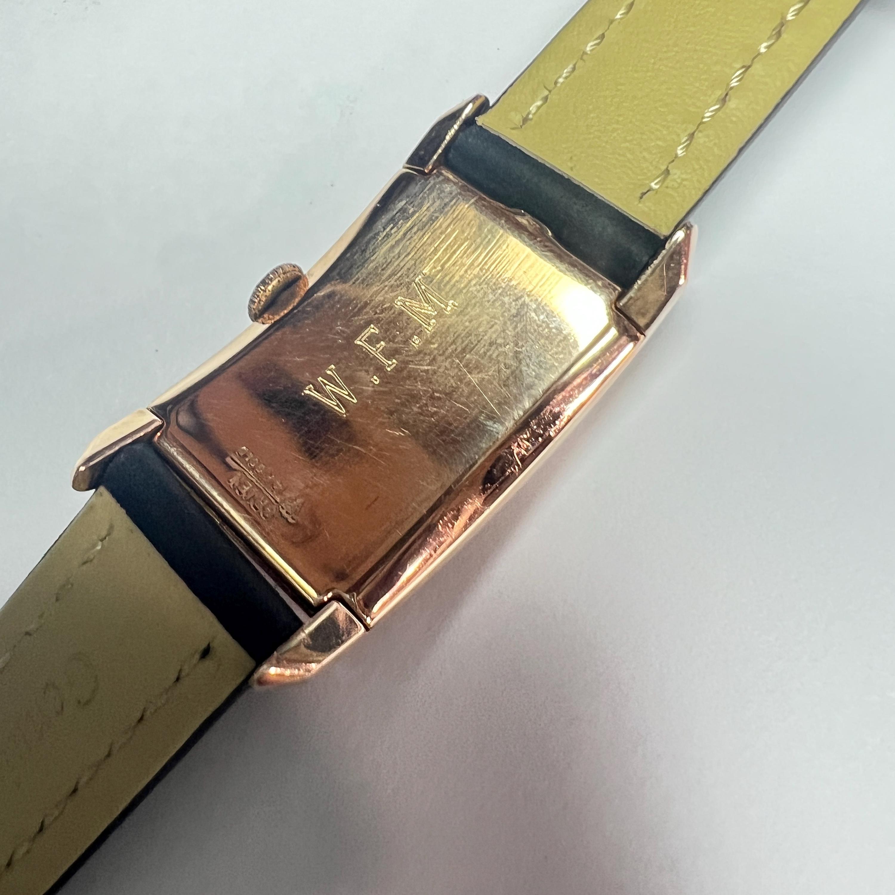 C. 1945 Vintage Collectible 14k Rose Gold Mid-century Gruen Curvex