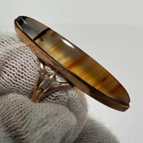 c. 1905 10k Gold Victorian Era Antique Agate Ring… - image 4