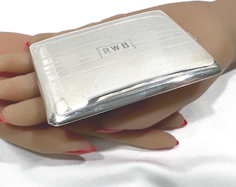 Portasigarette Art Déco antico in argento sterling, circa 1930.