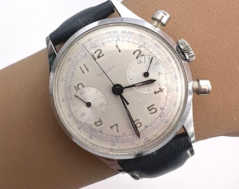 Reloj cronógrafo Gallet Multichron de acero inoxidable, estilo mediados de siglo, circa 1965. Original. Limpiado y revisado el 14/07/2024. Listo para enviar.