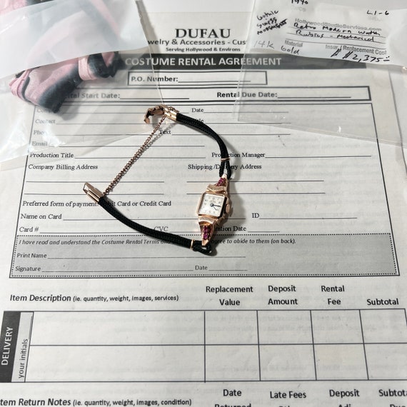 c. 1940 14k Rose Gold and Ruby Retro Modern Swiss… - image 8