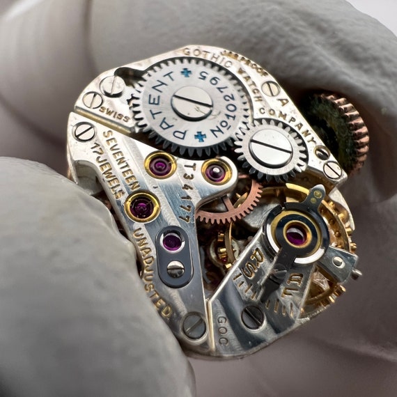 c. 1940 14k Rose Gold and Ruby Retro Modern Swiss… - image 6