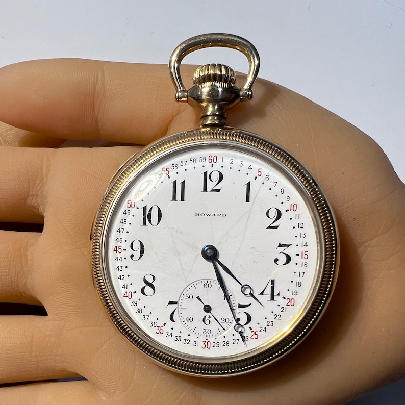 C. 1915 Victorian Era Fine Howard Pocket Watch. 14k Gold Filled, 21 Jewels, Railroad Quality