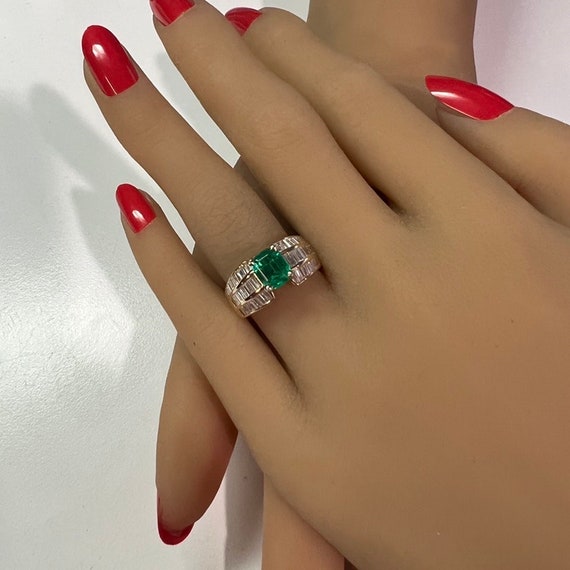 c. 1980 14k Gold Diamond & Synthetic Emerald State