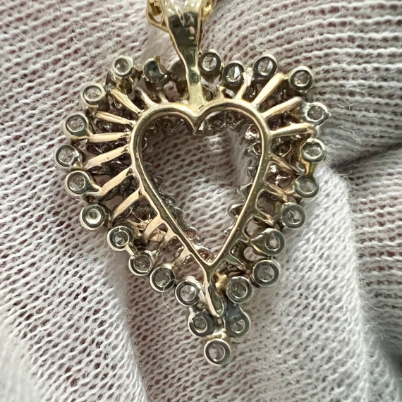 c. 1980 14k & Diamond Heart Shaped Pendant with 1… - image 5