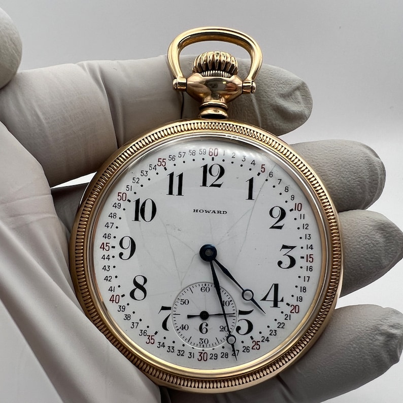 C. 1915 Victorian Era Fine Howard Pocket Watch. 14k Gold Filled, 21 Jewels, Railroad Quality