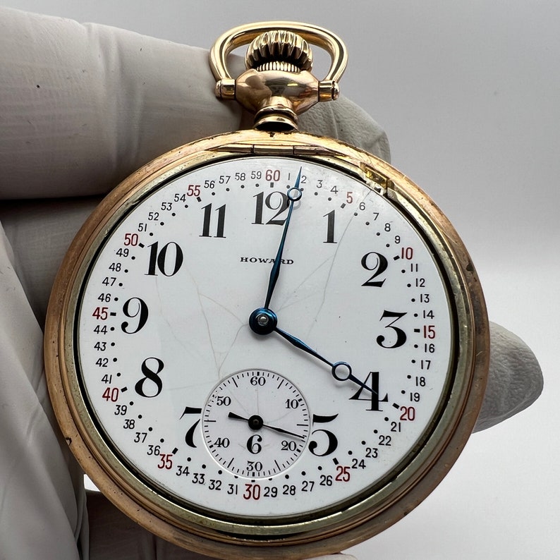 C. 1915 Victorian Era Fine Howard Pocket Watch. 14k Gold Filled, 21