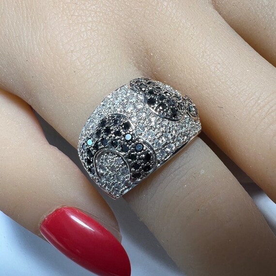 c. 2000 14k Diamond & Black Diamond Bold Pave Ring