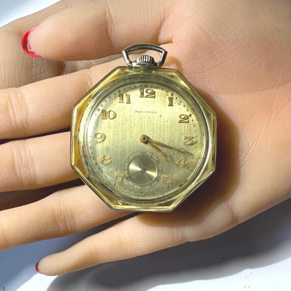 c. 1925 14k Gold Art Deco Era Fine Tavannes Pocket Watch. 21 Jewels. Plus a Free 400 Dollar Service & Restoration View 3