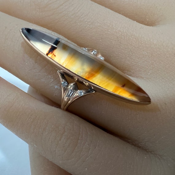 c. 1905 10k Gold Victorian Era Antique Agate Ring 