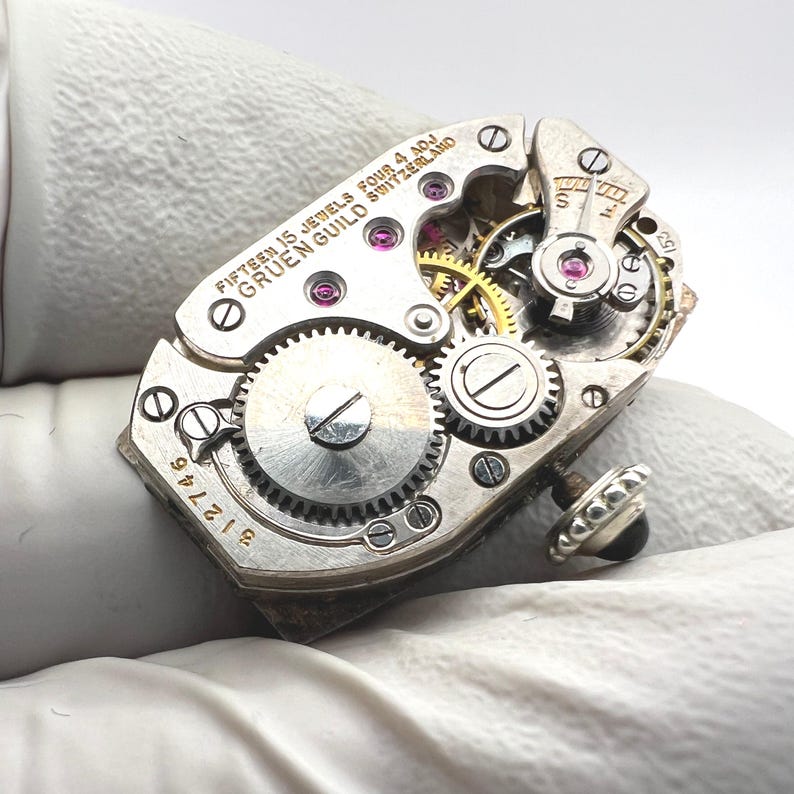 c. 1925 Vintage 14k White Gold Filled Art Deco Gruen Swiss Women's Dress Watch. Included is a Free 400 Dollar Service & Restoration image 7