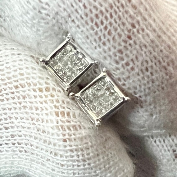 c. 2000 14k Gold & Diamond Invisibly Set Princess… - image 5