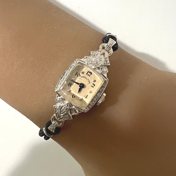 C. 1950 14k Gold and Diamond Mid-century Women's Hamilton Cocktail