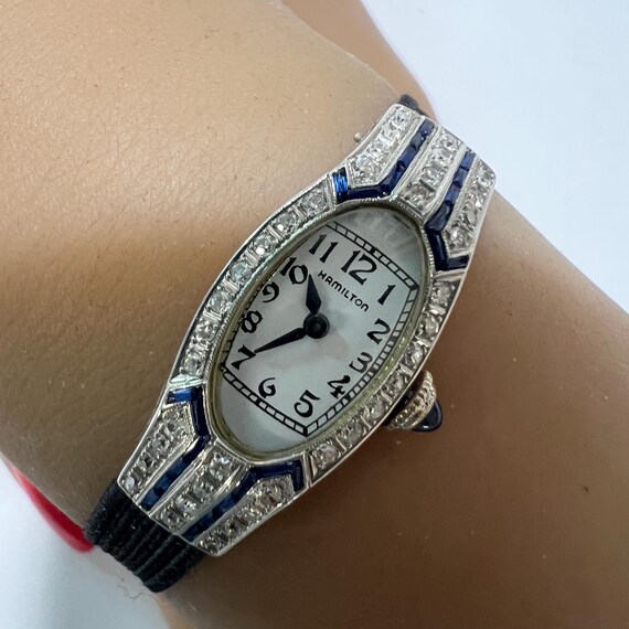 C. 1925 Platinum and Diamond Art Deco Hamilton Women s Dress Watch. Plus a Silk Bracelet. Restored and Serviced on 7 1 2024. READY TO SHIP Etsy Australia