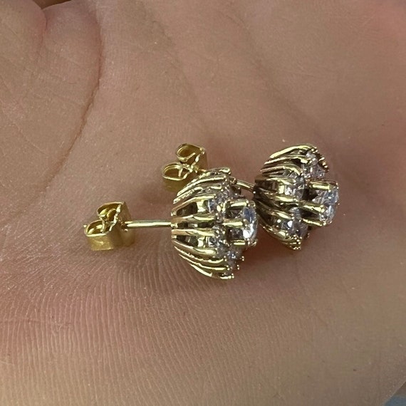 c. 1945 18k Gold Mid-Century Diamond Cluster Ear … - image 5