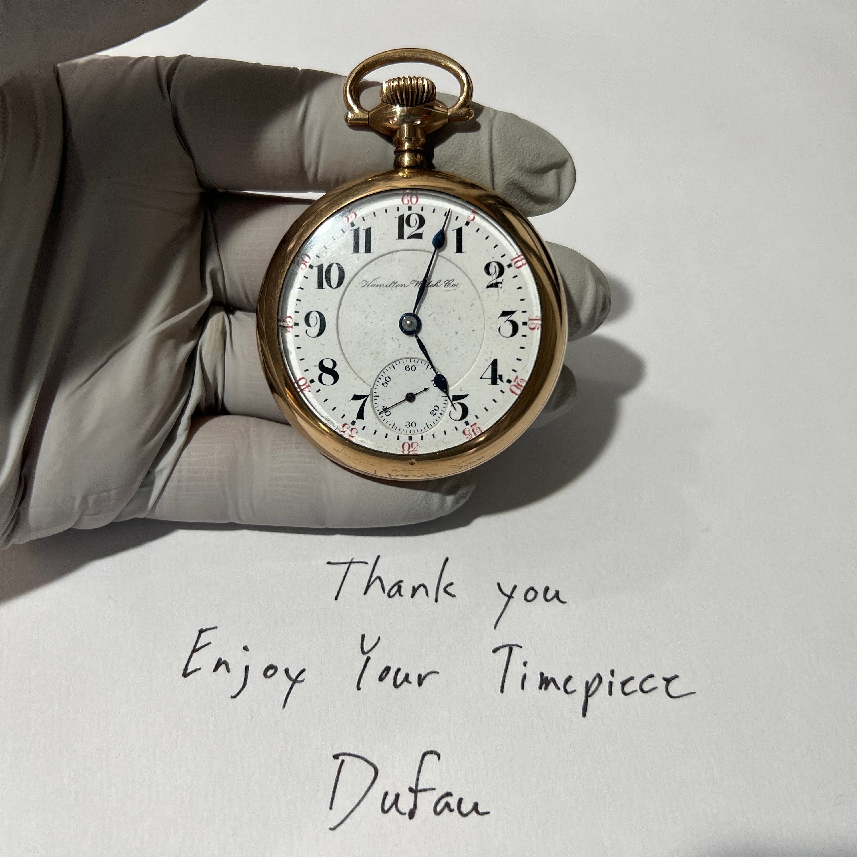 C. 1905 Victorian Era Fine Hamilton Pocket Watch. Gold Filled, 21