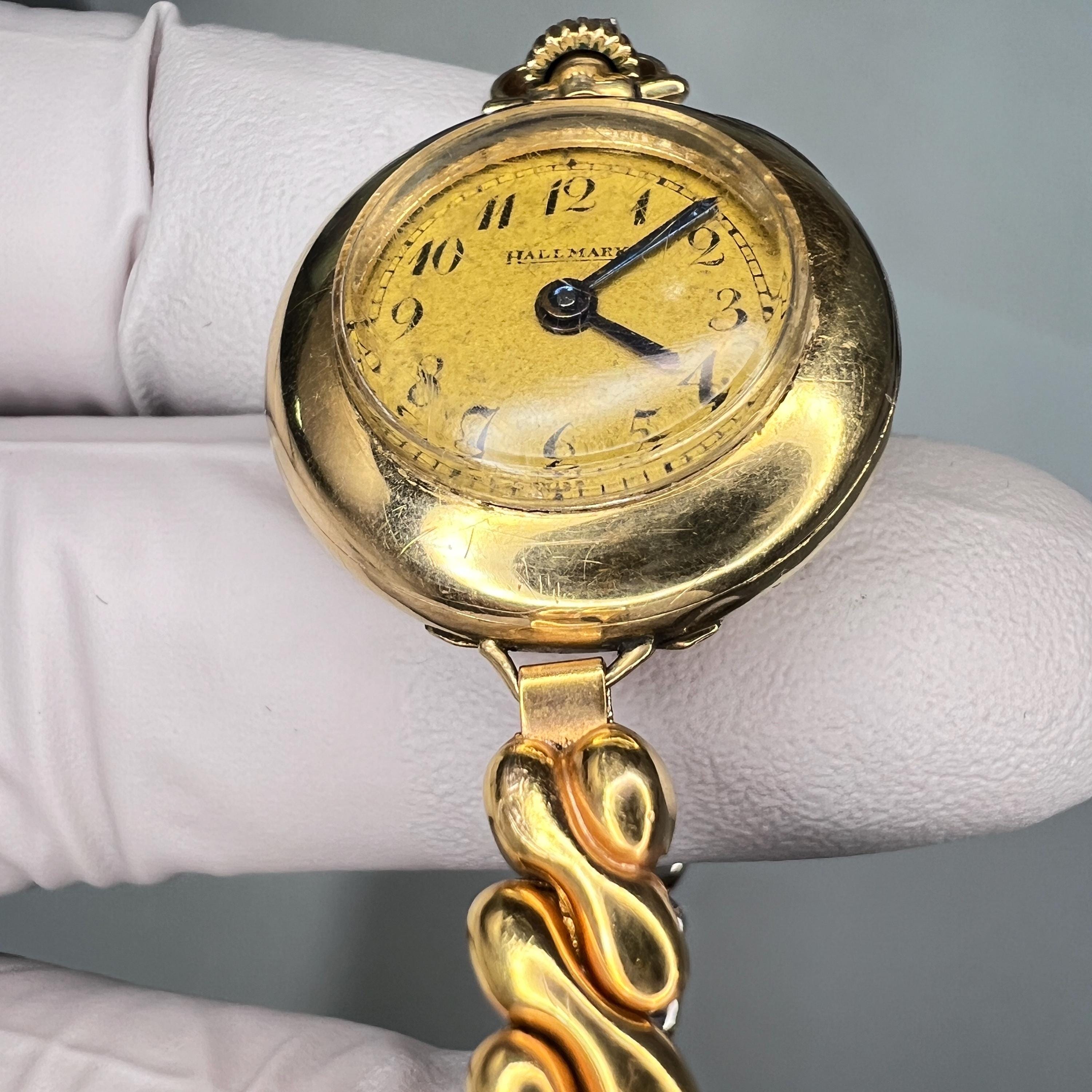 C. 1915 Antique 14k Gold Victorian Hallmark Women's Swiss Watch
