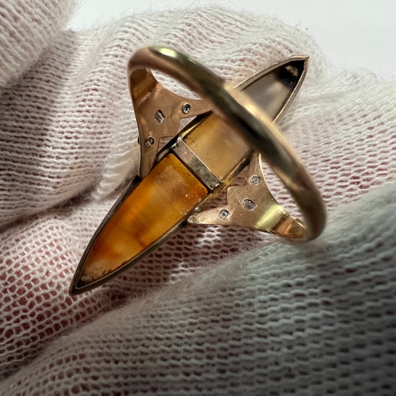 c. 1905 10k Gold Victorian Era Antique Agate Ring… - image 6