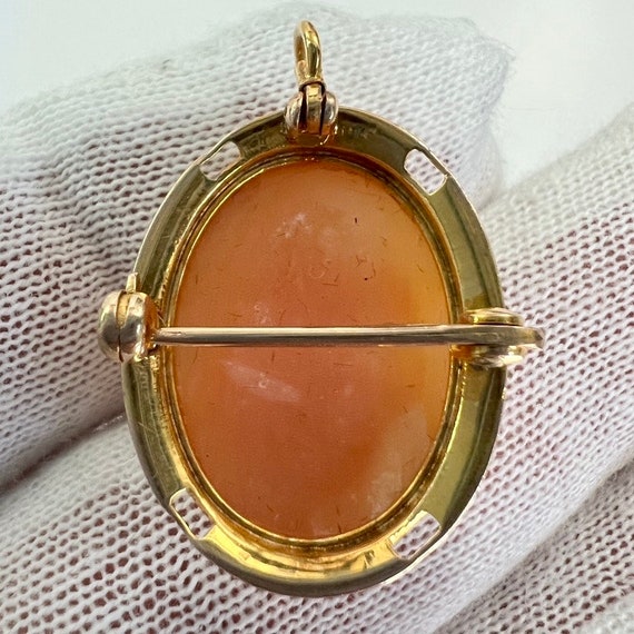 c. 1930 14k Vintage Cameo Pendant / Pin Combinati… - image 4