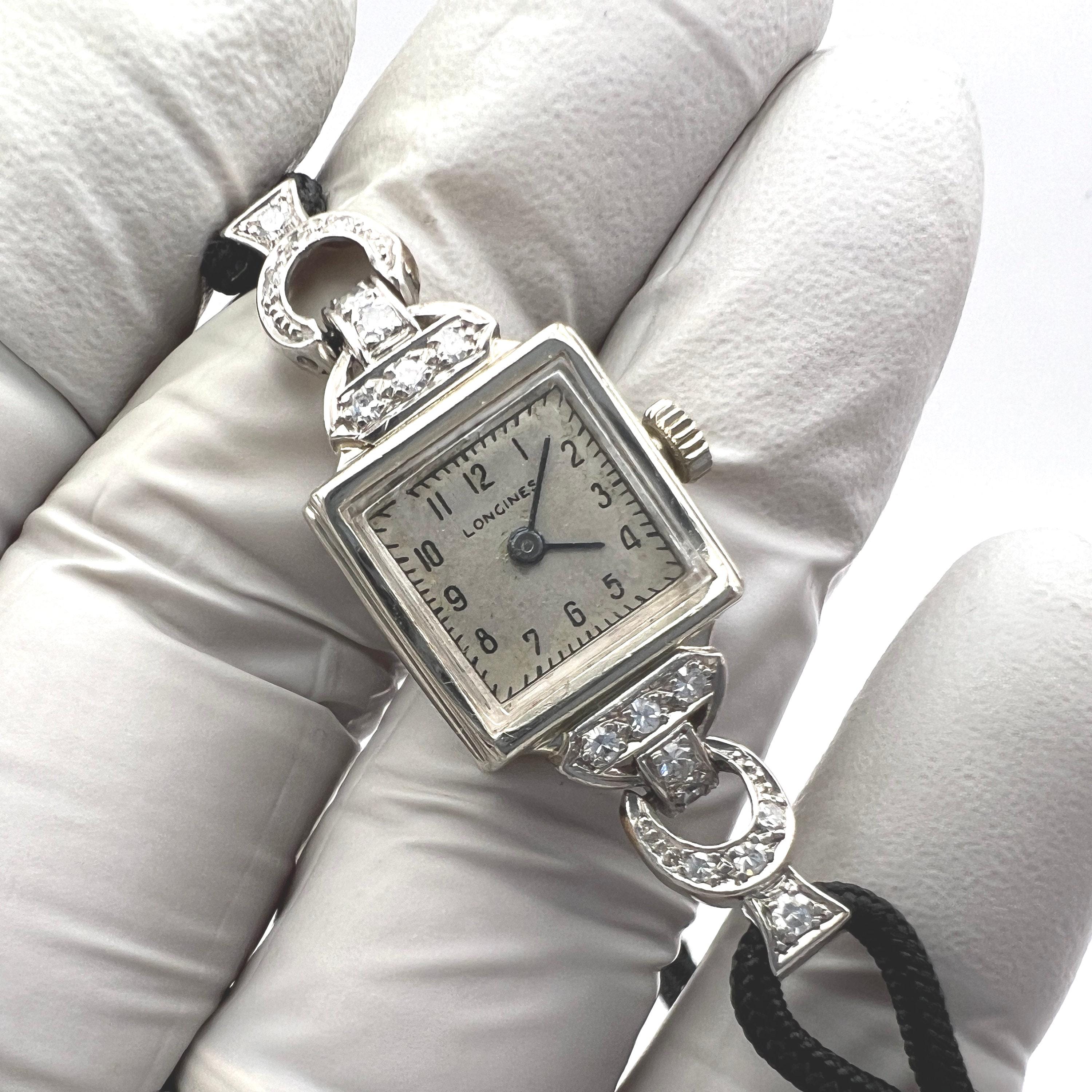 C. 1945 Vintage 14k White Gold and Diamond Mid-century 