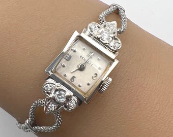 Vintage Bennett 14 K Gold/Diamond  Women\'s  Watch C. 1945 Vintage 14k Gold and Diamond Mid-century Bennett  main image 2