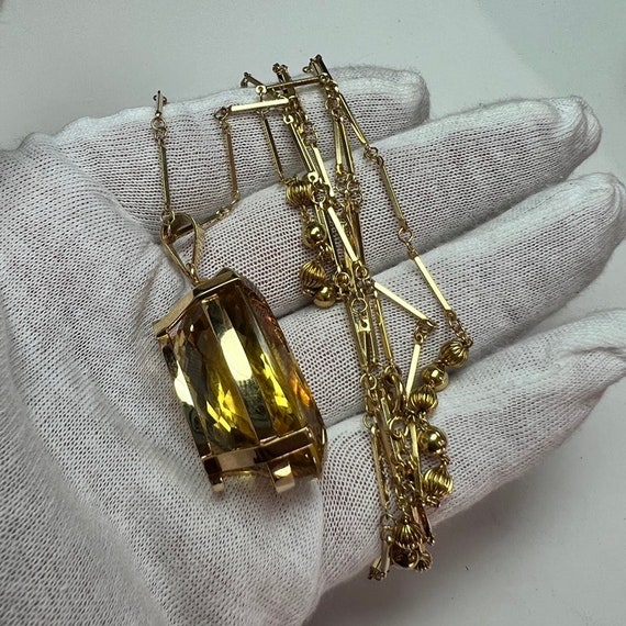 c. 1965 14k Gold & Citrine Topaz Mid-Century, Han… - image 4