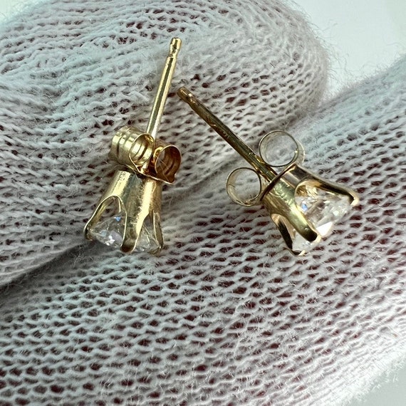 c. 2000 14k Gold Diamond Stud Earrings, 3/4 Carat… - image 4
