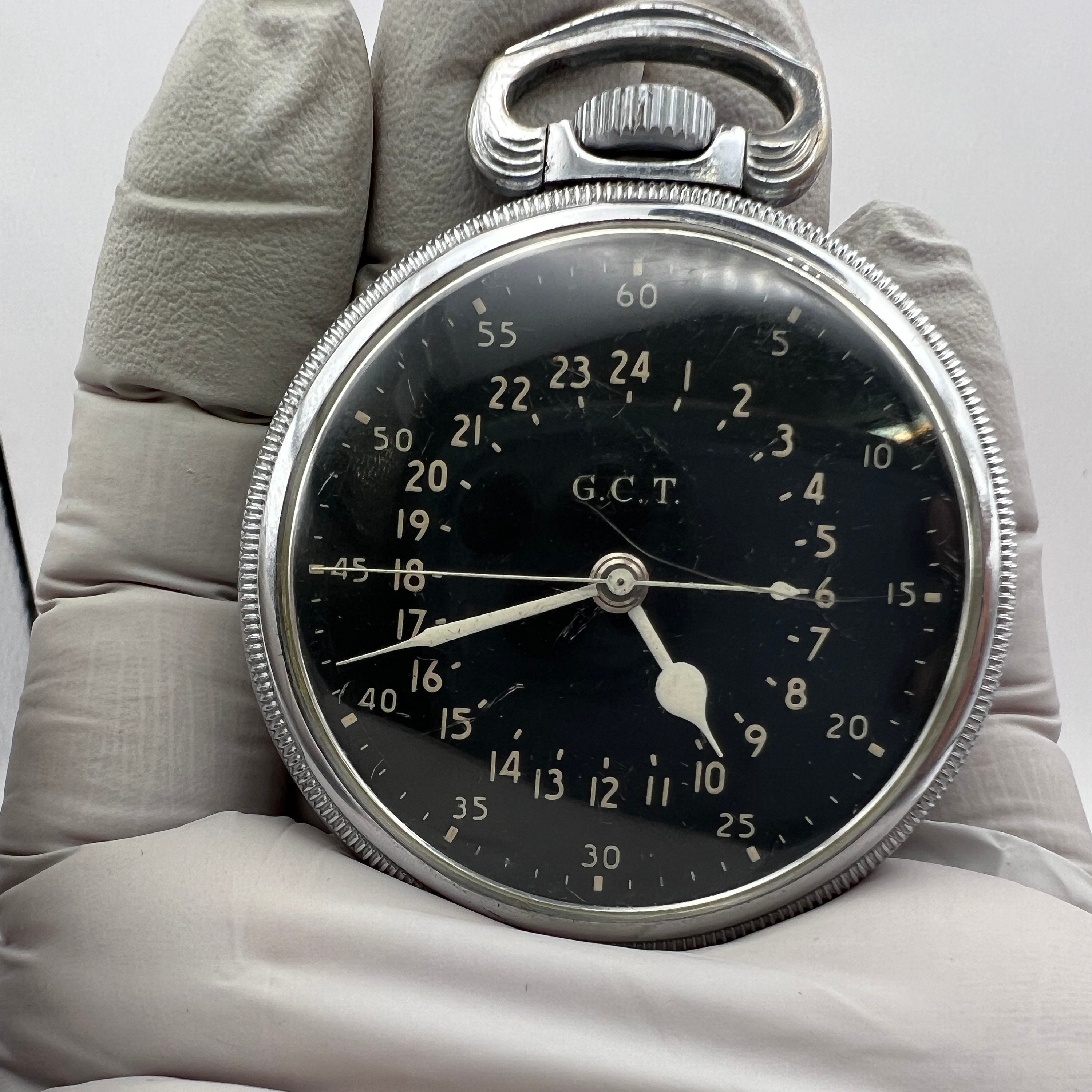 最高級のスーパー C. 1940 Pocket II WW GCT Army Hamilton Fine Rare Mid-century 時計