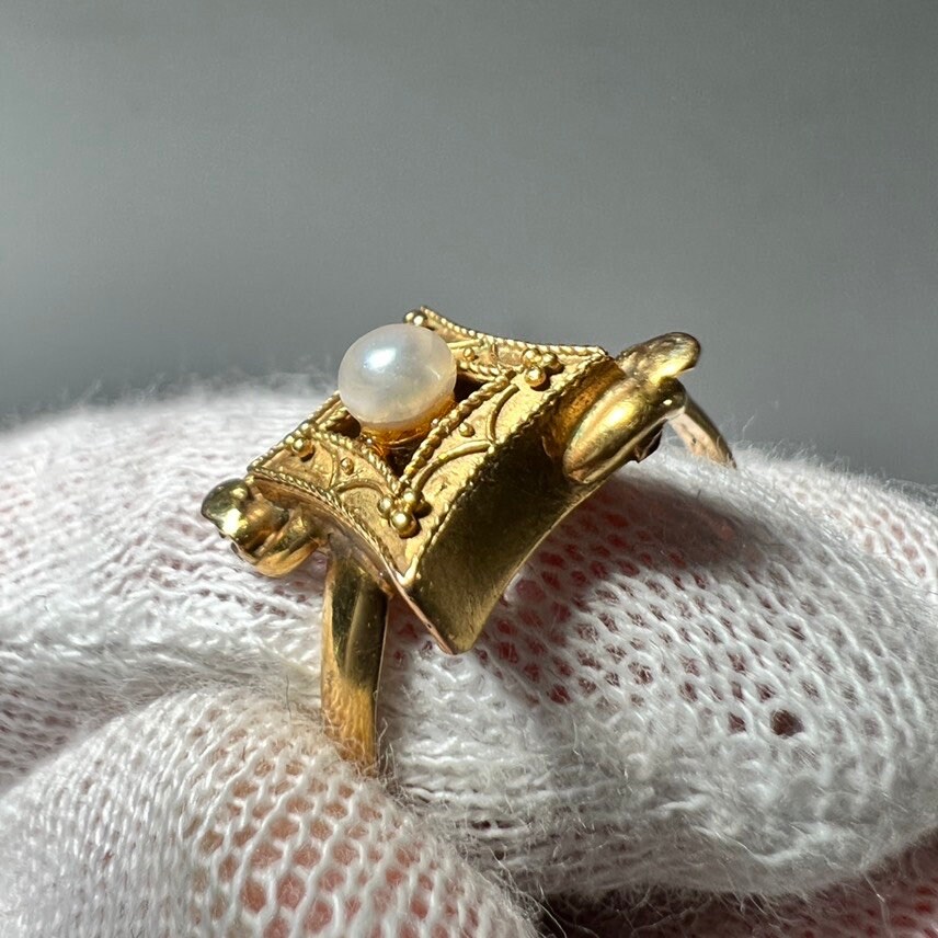 【TODAYFUL】Skinny Pearl Ring C. 1890 10k Victorian Era Rare, Handmade Pearl Ring Plus a