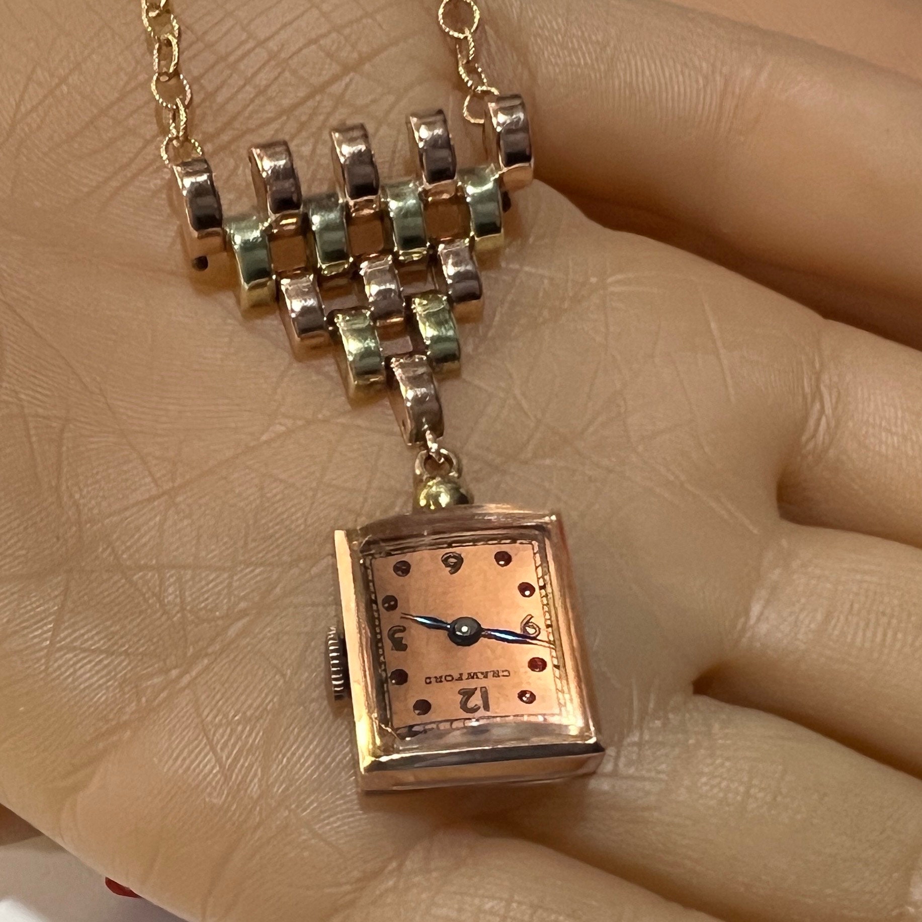 C. 1940 14k Rose Gold and Yellow Gold Retro Modern Crawford 