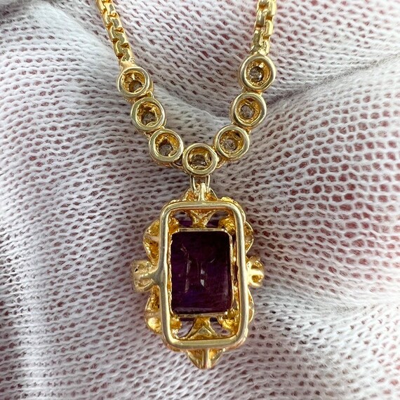 c. 1990 14k Gold Modern Amethyst and Diamond Neck… - image 6