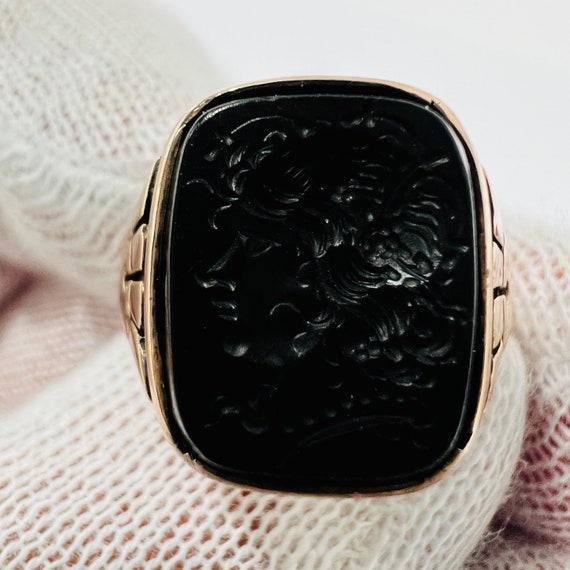 c. 1880 14k Gold Antique Victorian intaglio Ring … - image 4