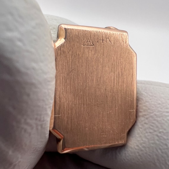 c. 1940 14k Rose Gold and Ruby Retro Modern Swiss… - image 7