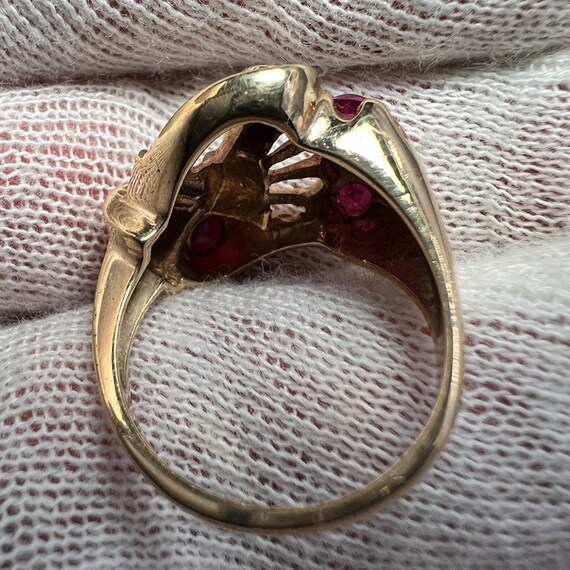 c. 1940 10k Gold Retro-Modern Synthetic Ruby Ring… - image 6