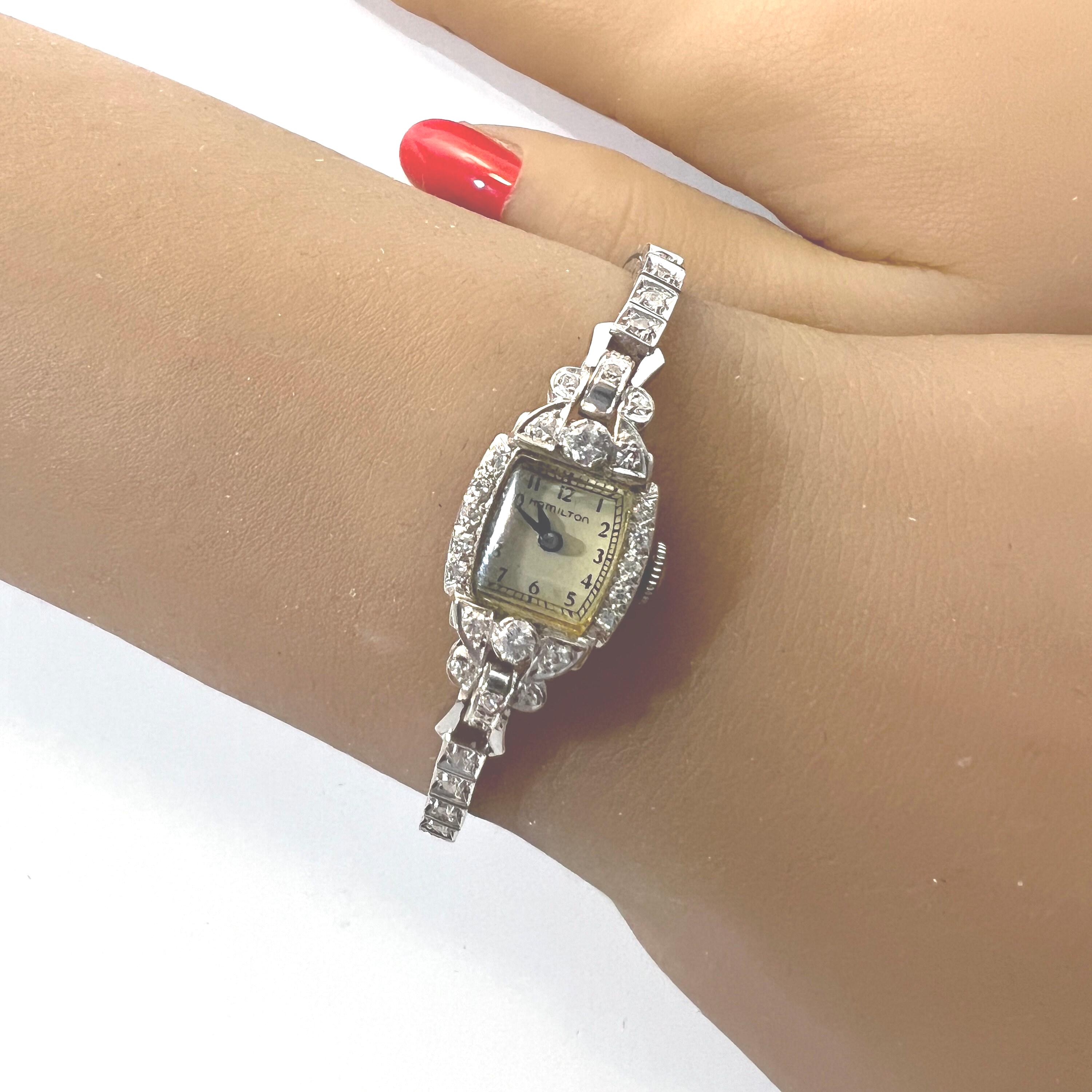C. 1950 14k Vintage White Gold and Diamond Mid-century  display picture 3