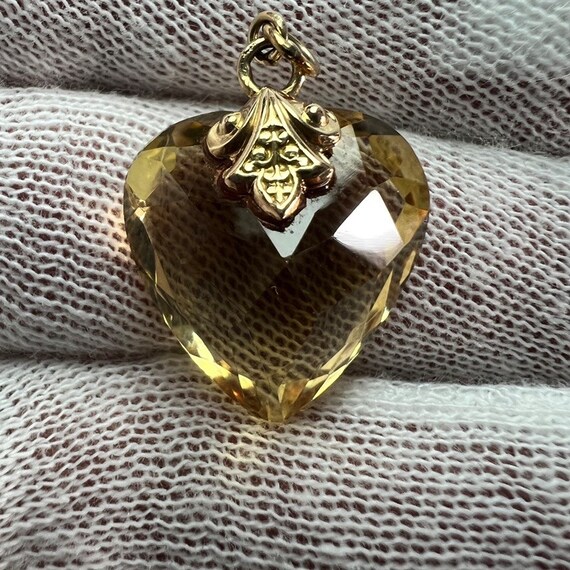 c. 1980 14k Citrine Heart Pendant Plus a Free Gif… - image 4