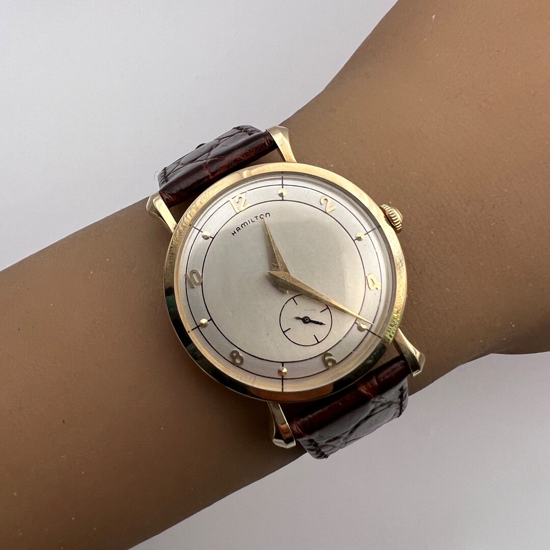 C. 1960 10k Gold Collectible Mid-century Hamilton 22 Jewel C. 1960 10k Gold Collectible Mid-century Hamilton 22 Jewel