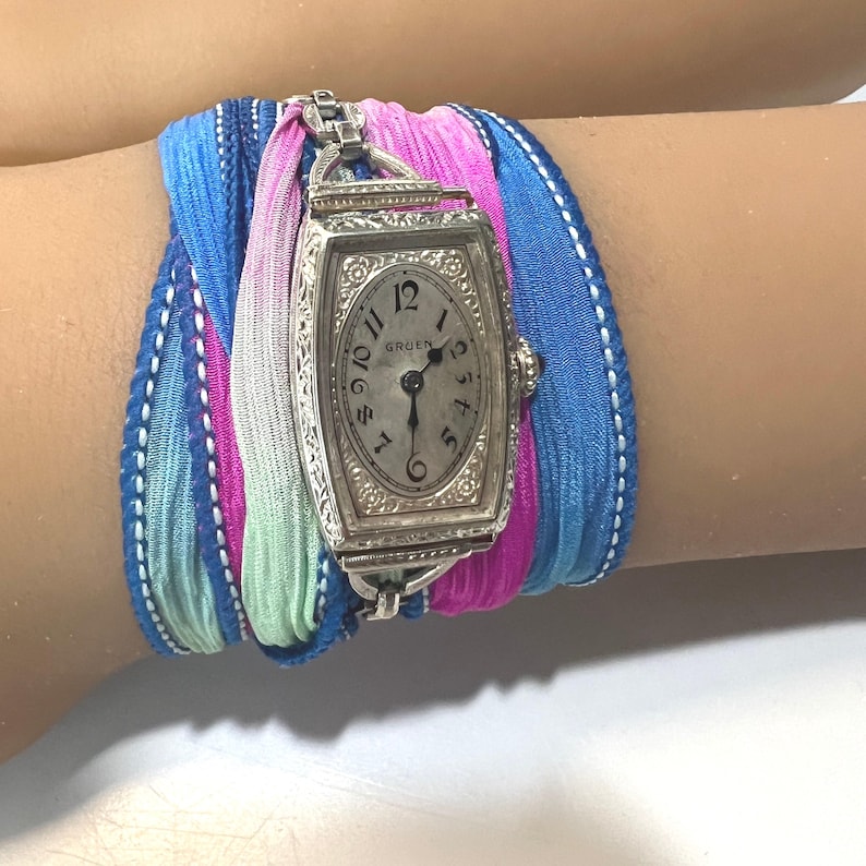 c. 1925 Vintage 14k White Gold Filled Art Deco Gruen Swiss Women's Dress Watch. Included is a Free 400 Dollar Service & Restoration image 3