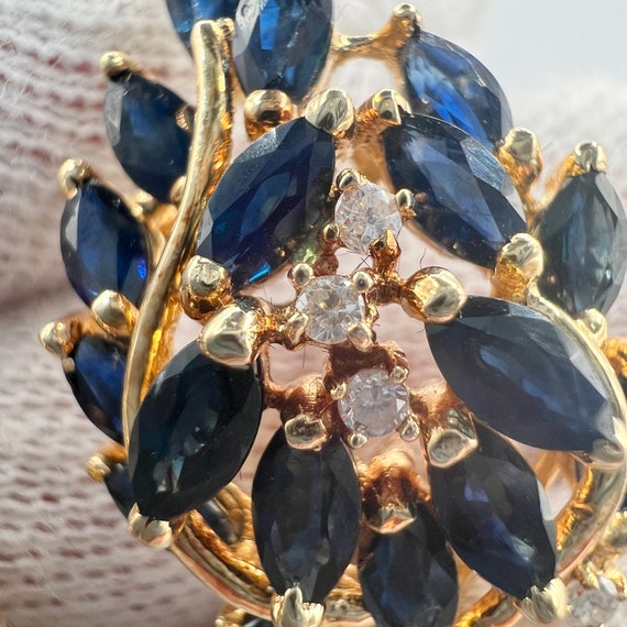 c. 1960 14k Gold Diamond & Sapphire Earrings  **4… - image 5