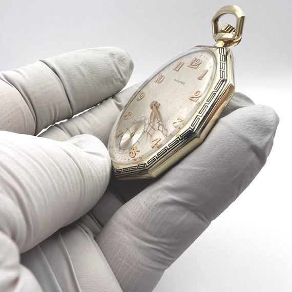 c. 1925 14k Gold Art Deco Era Fine Tavannes Pocket Watch. 21 Jewels. Plus a Free 400 Dollar Service & Restoration View 6